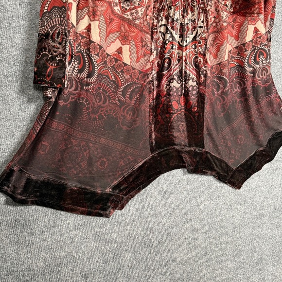 One World Plus Size 2X Studded Embroidered Tunic Top Brown Whimsigoth Dark Fairy - Picture 5 of 10